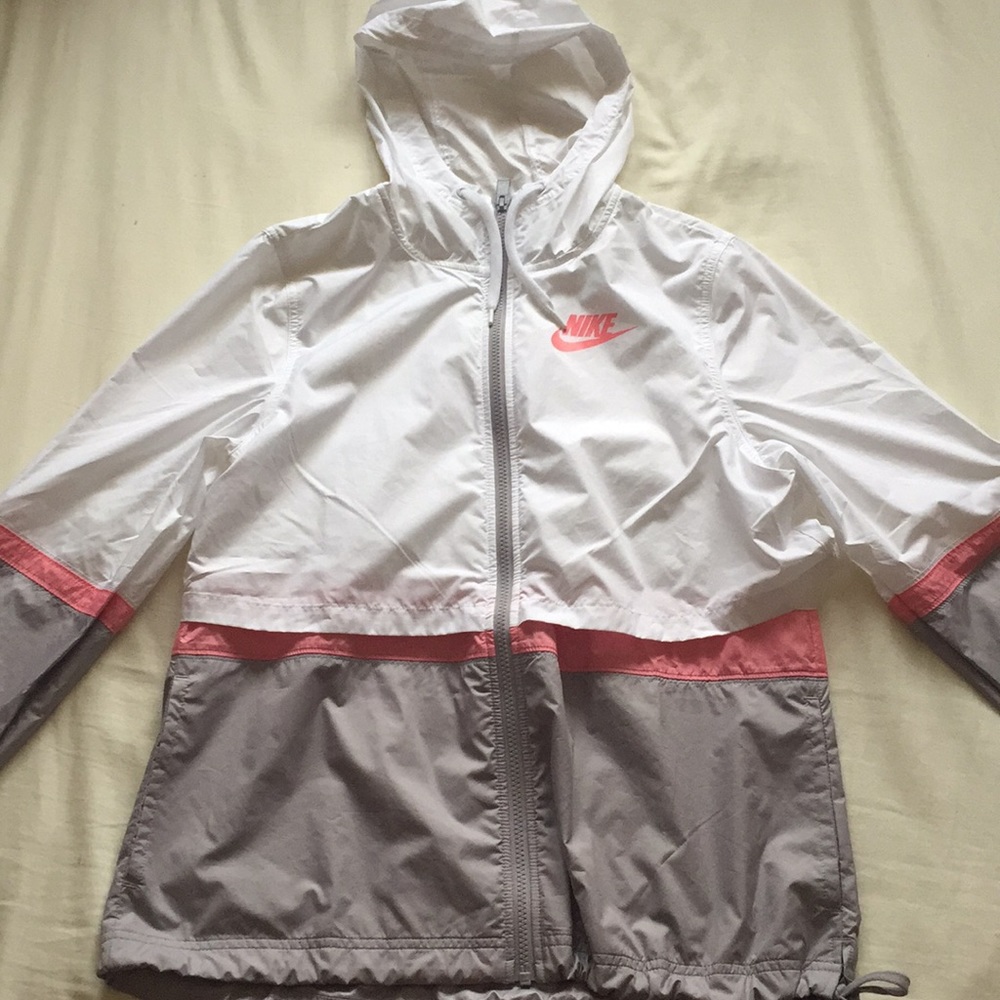 Nike Windbreaker Womens White Gray Pink Colorblock